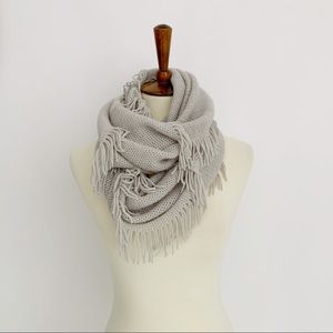 INC Loop Scarf with Fringe Light Gray